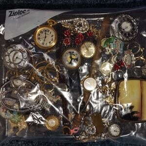 Grab Bag  Vintage Misc JewelryGold Tone and Silver Watches and Accessories